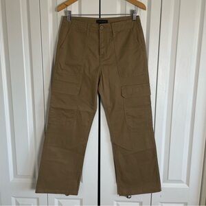 NWOT Sanctuary Loose Cargo Pants Womens 26 Dark Khaki Brown Tan Straight Cotton